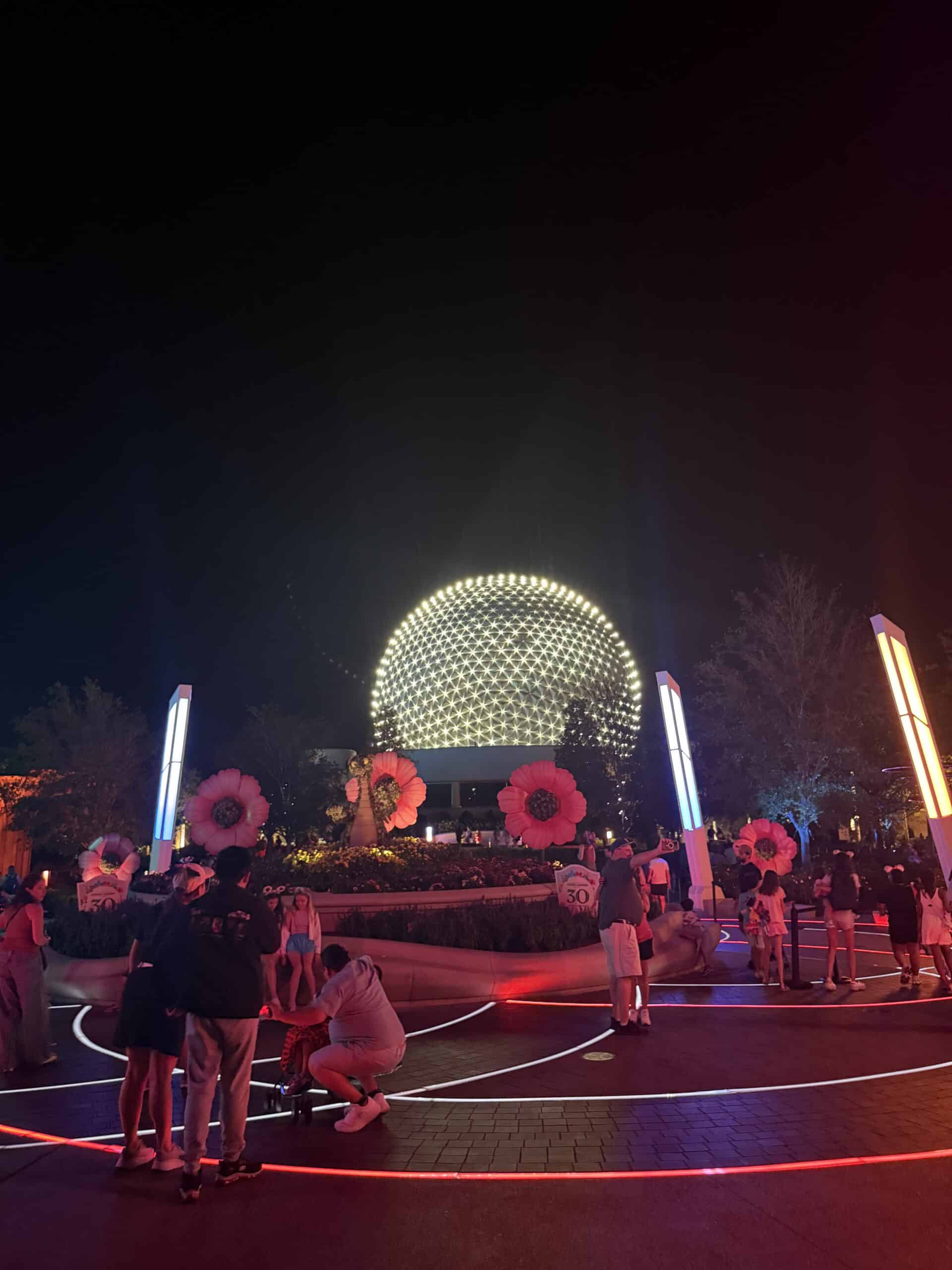 Epcot illuminations at night from Disney World vacation booked with Hilton Honors points