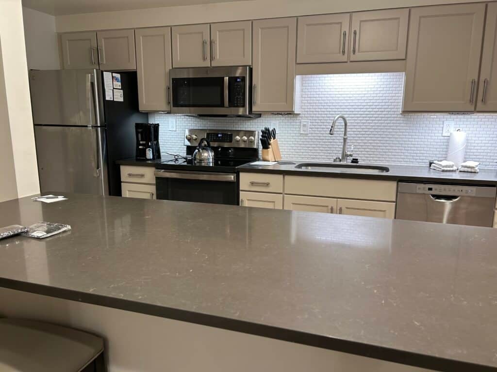 full kitchen in our free villa using Marriott Bonvoy points at the Marriott Imperial Palms villas