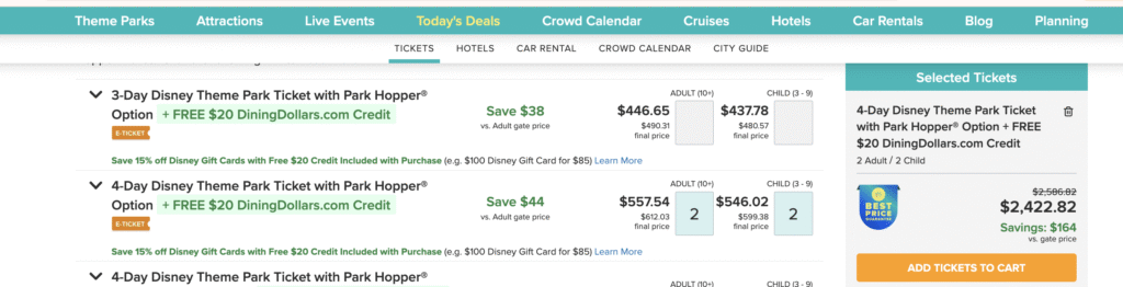 Purchasing Disney World tickets through a third party vendor such as Under Cover Tourist codes as travel, allowing you to use reward points to cover the cost