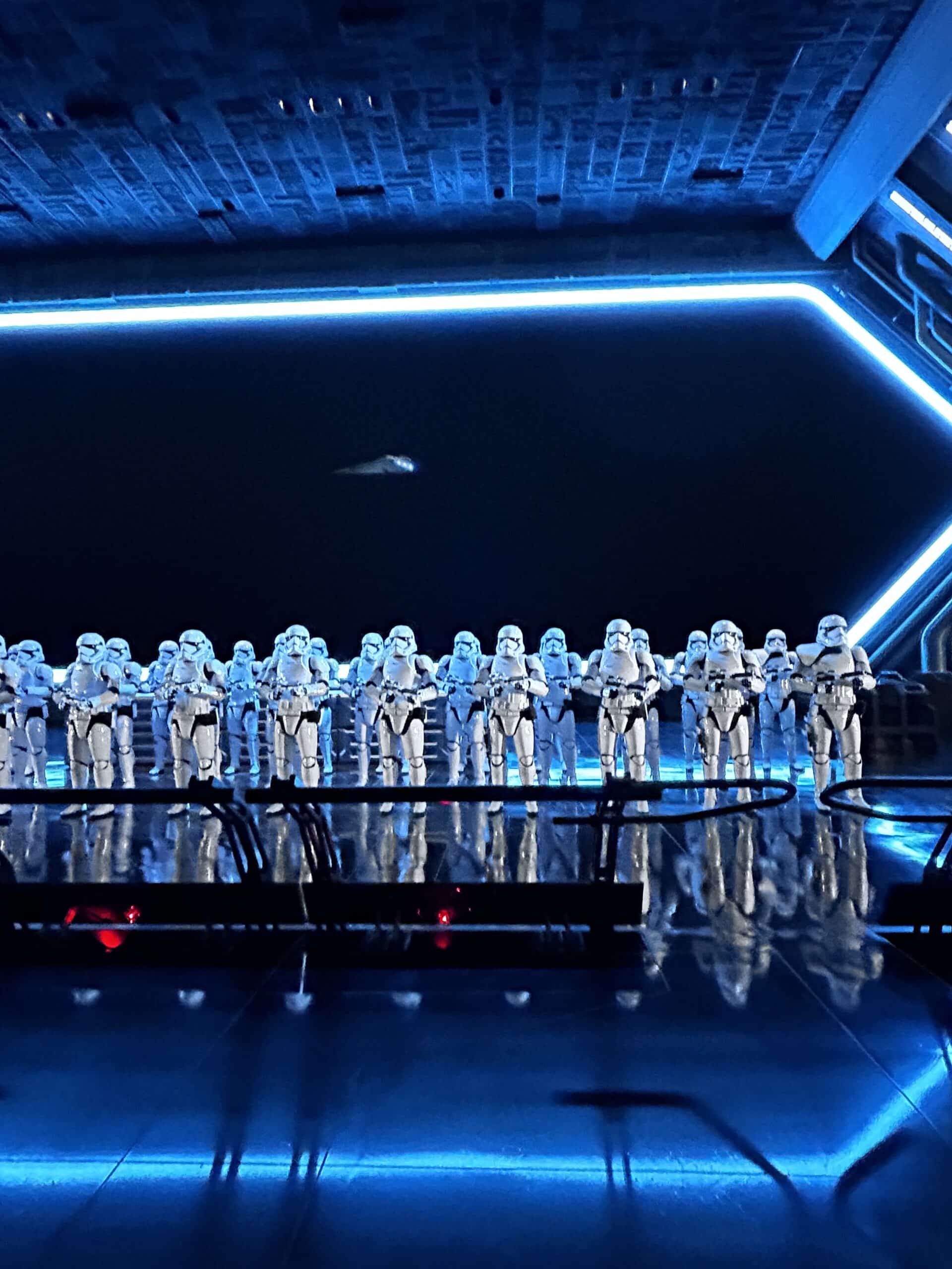 First Order stormtroopers lineup Rise of the Resistance ride Disney Hollywood Studios