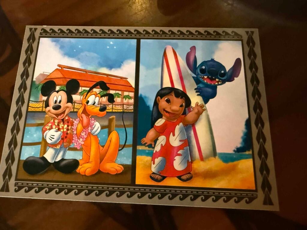 Ohana Character Breakfast at Polynesian: Honest Review & is It Worth It? 9 Stitch autograph card from ‘Ohana character breakfast at Disney’s Polynesian Village Resort