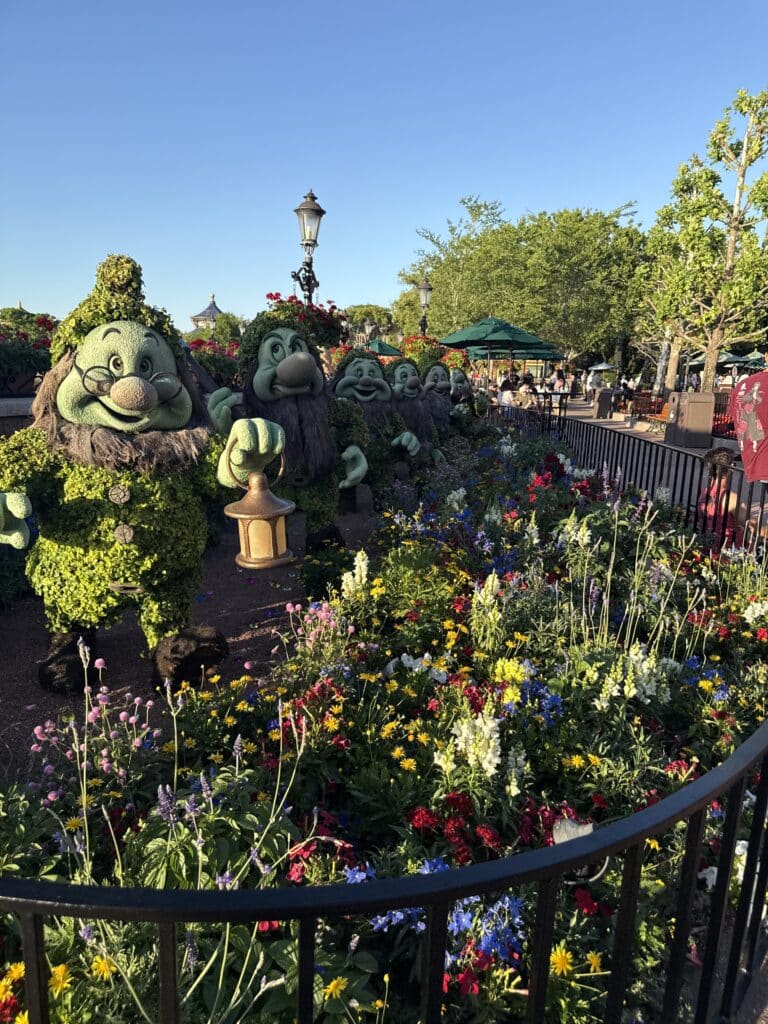 Seven Dwarfs topiary at EPCOT Flower and Garden Festival Disney World