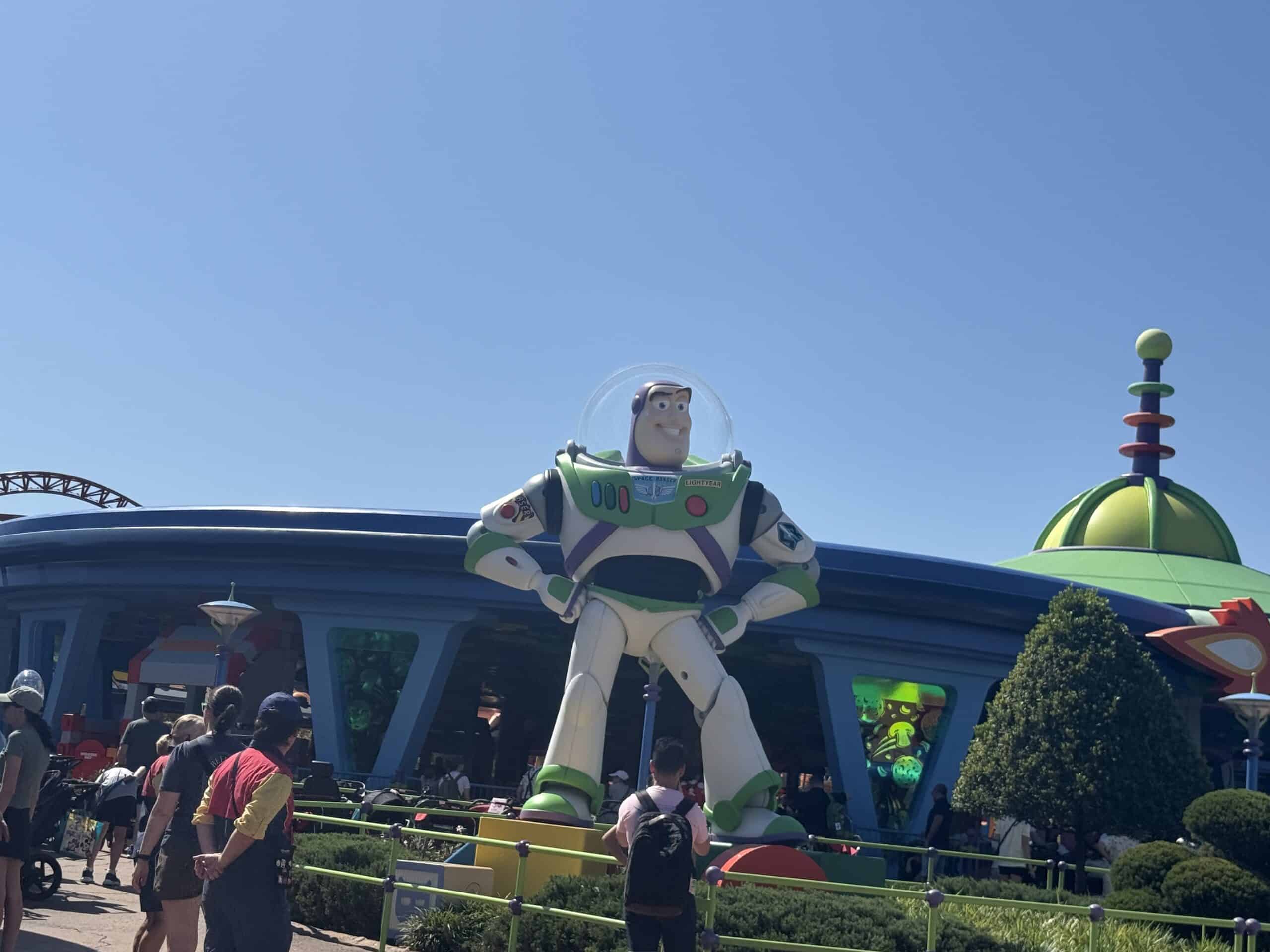 Buzz Lightyear statue in Toy Story Land at Hollywood Studios Disney World