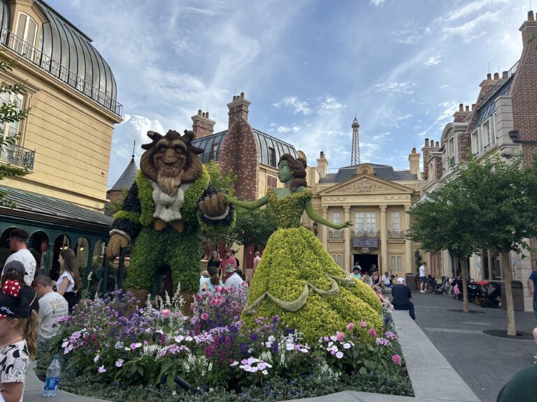 Beast topiary at EPCOT Flower and Garden Festival France pavilion Disney World